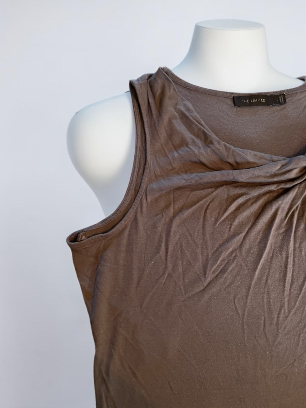 The Limited Brown One-Shoulder Knot Tank Womens Size Large 100% Modal - Picture 5 of 7